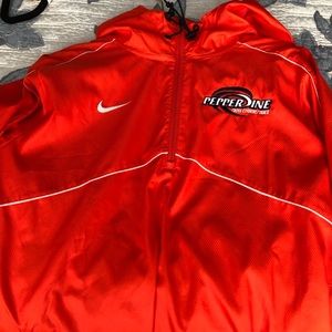 Nike Orange Raincoat drawstring, mesh hood XS
